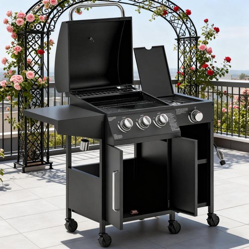 Gas bbq grill with side - gas, burner